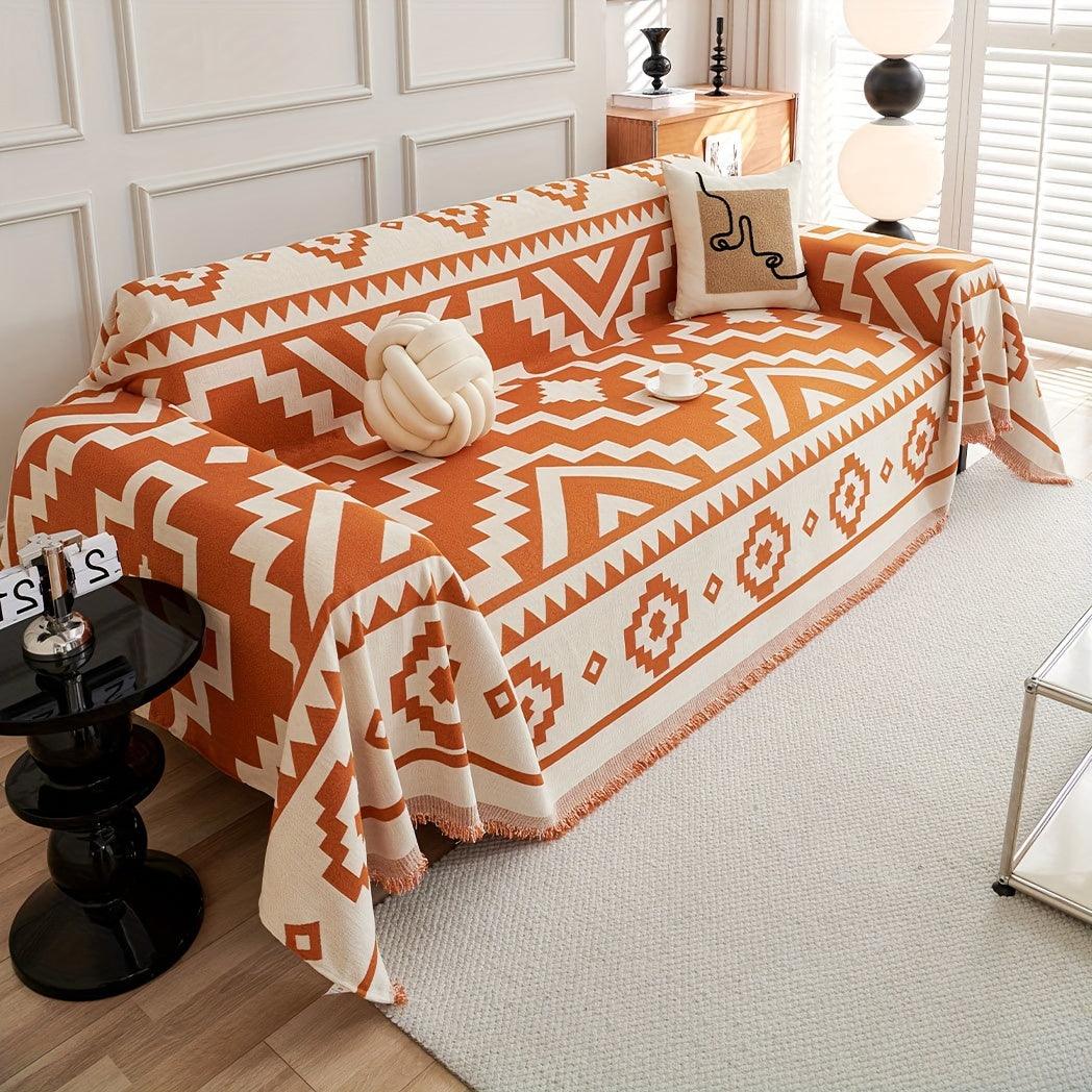 Boho-Chic All-Season Sofa Cover | Light Gray & Pet Proof Couch Cover