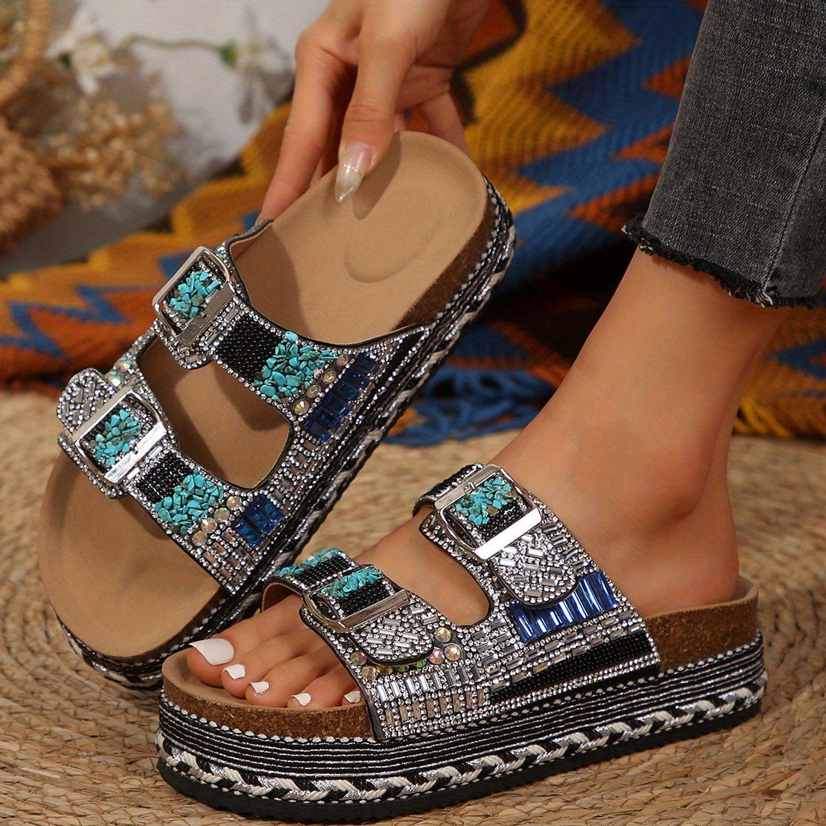 Women's Slip-On Platform Sandals, Comfortable and Stylish Outdoor Shoes