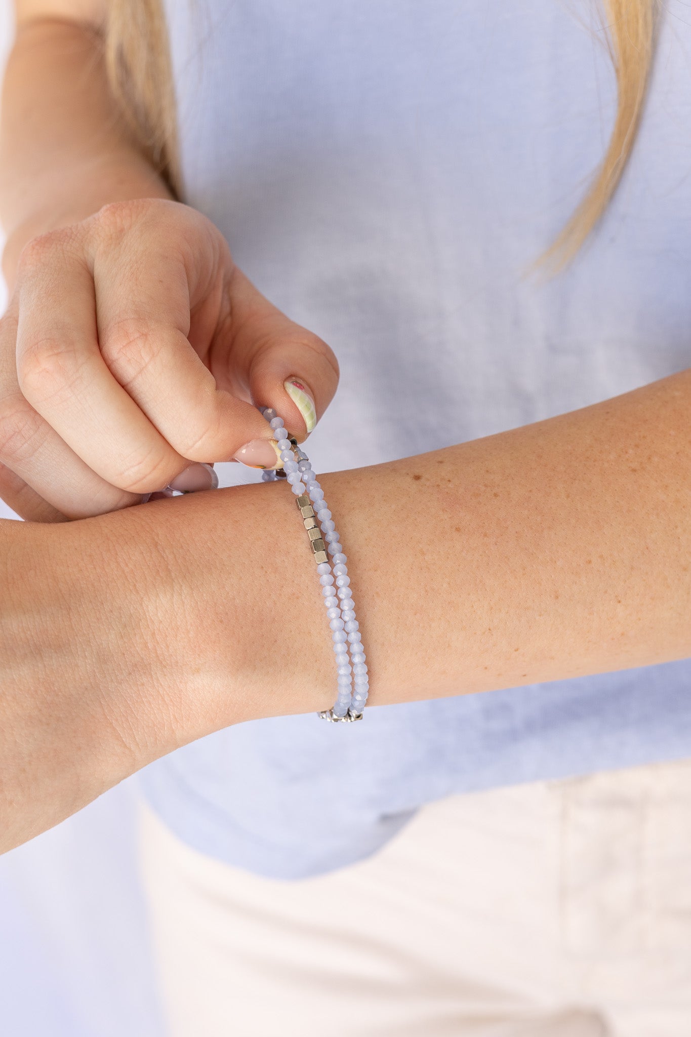 Clara Stretch Bracelet Set in Blue