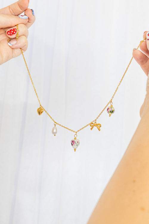 Bella Charm Necklace in Rose