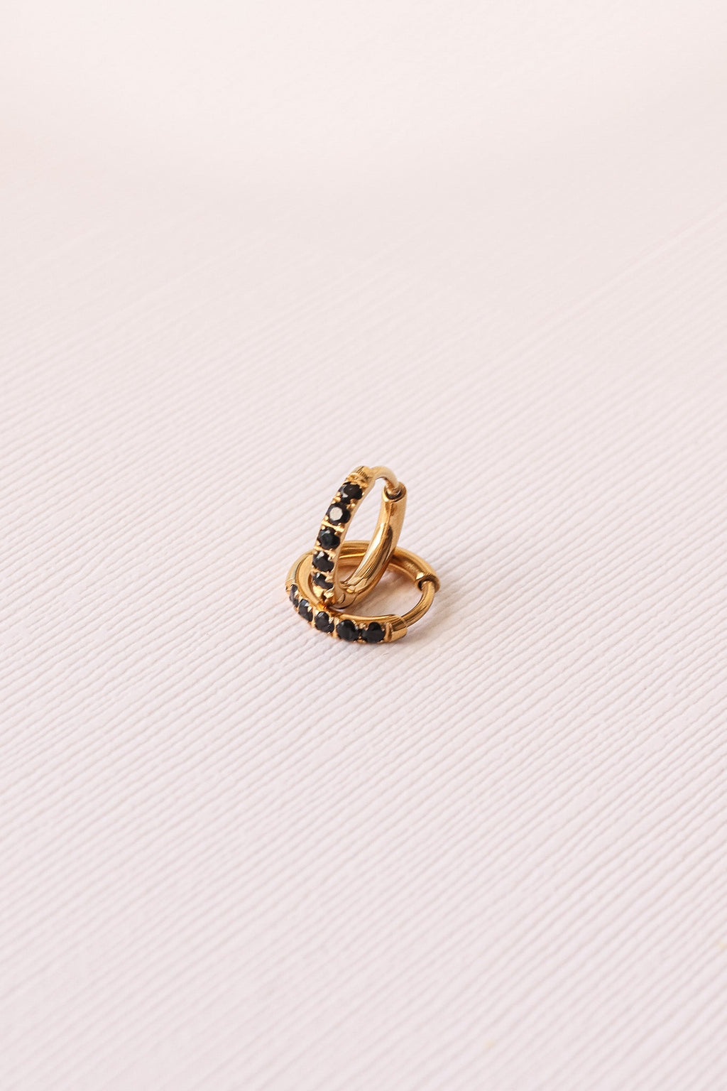 Micro Crystal Hoop in Black