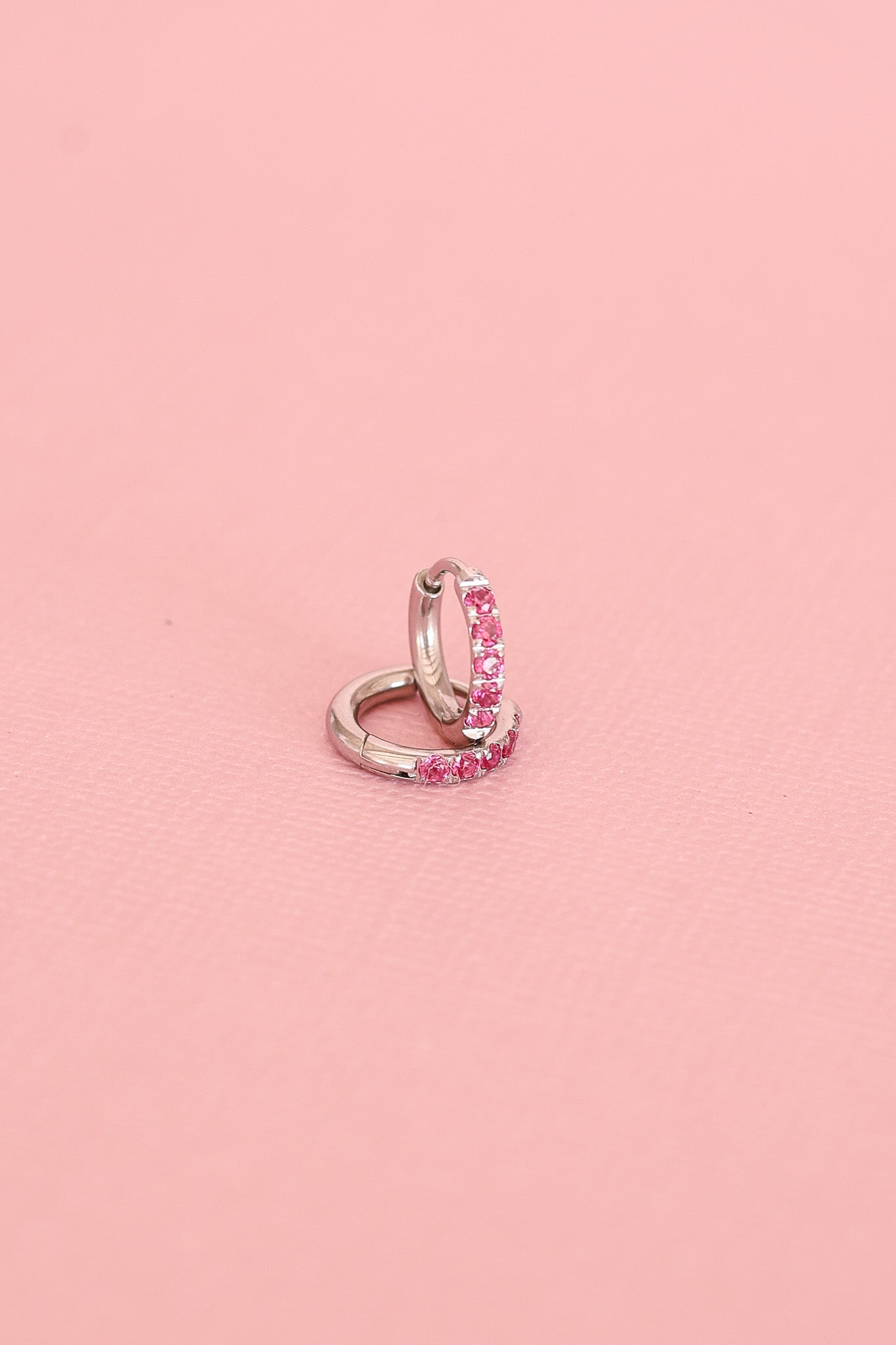 Micro Crystal Hoop in Pink