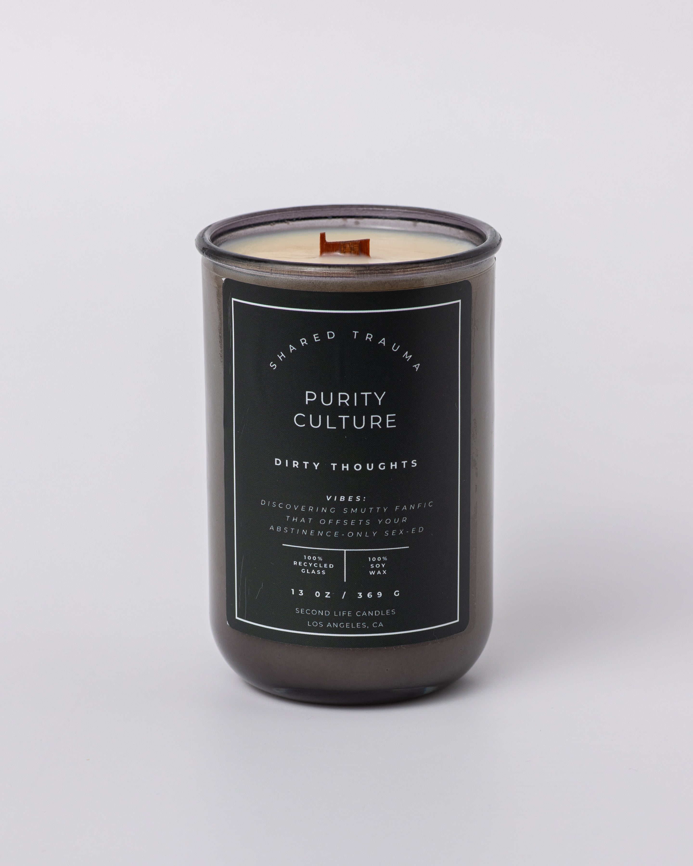 Shared Trauma Candles - Purity Culture - 13 Oz Crackling Wood Wick - Lavender & Smoked Vanilla