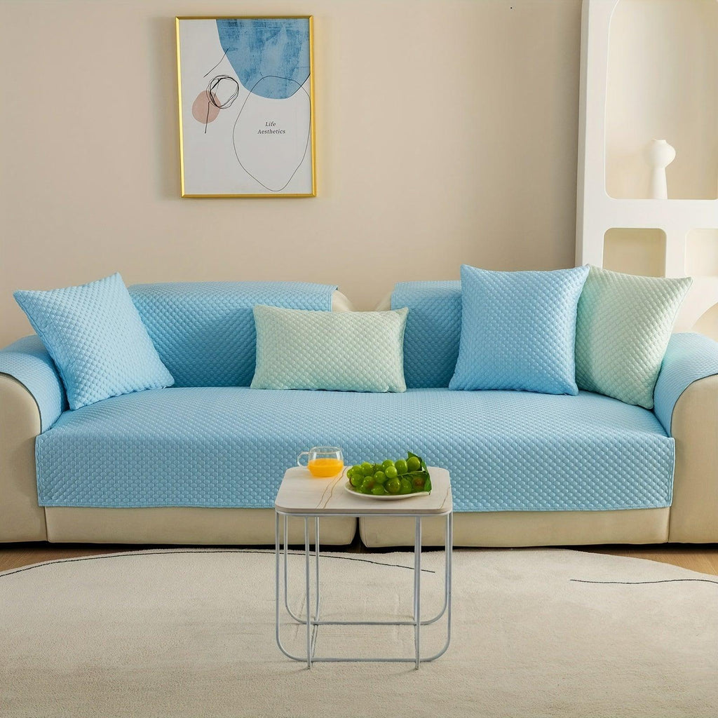 Breathable Ice Silk Light Gray Couch Cover - Cooling & Anti-Scratch