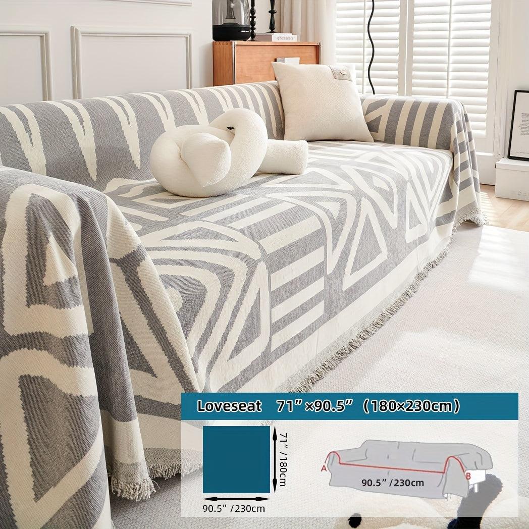 Bohemian-Style Chenille Fabric Extra Long Couch Cover Anti dog scratch